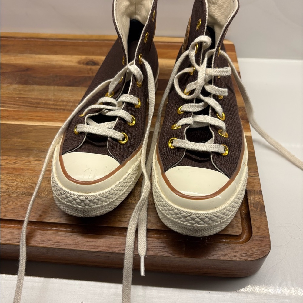 Converse High Top Sneakers in Brown and Cream